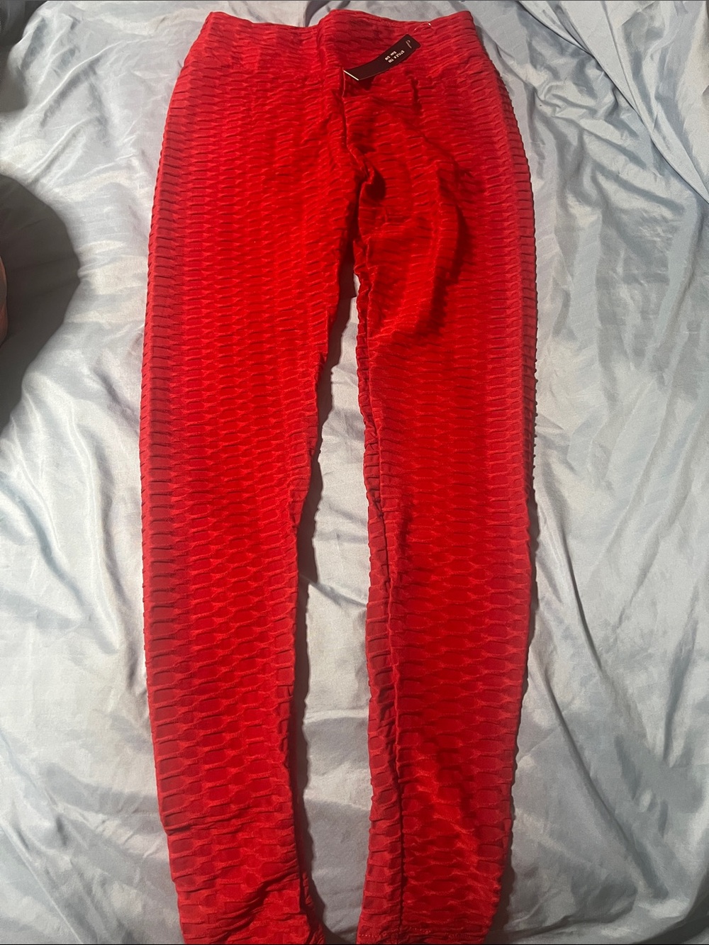 New Mix Red Textured Leggings